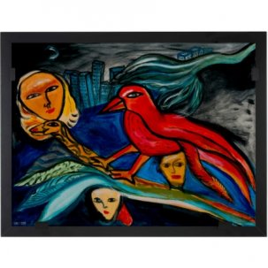 Red Bird Tavla belyst Ulrica Hydman Vallien 70 x 52,5 cm