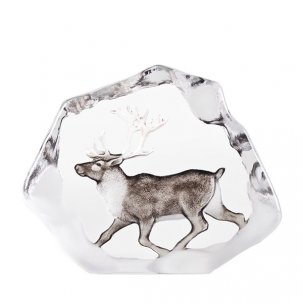 Målerås Glasblock Ren Wildlife, Målad 18,5x15 cm