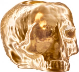 Kosta Boda Still Life Skull ljuslykta metallic guld