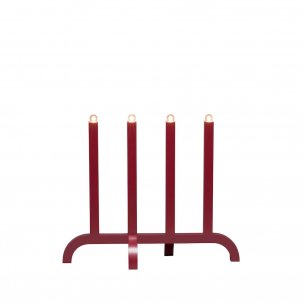 Konstsmide Elljusstake 4 Ljus Trä, Röd