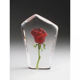 Målerås Glasblock Ros Floral Fantasy, Röd 13 cm