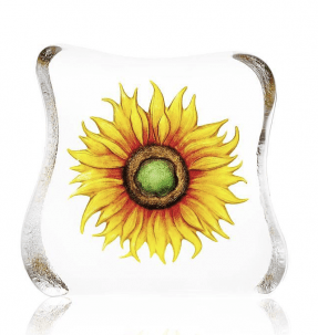 Målerås Glasblock Solros Floral Fantasy Gul 15x14,5 cm