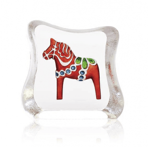 Målerås Glasblock Mini Dalahäst, Röd, 6x5,5 cm