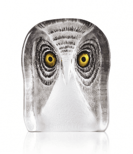 Målerås Glasblock Uggla Wildlife Mellan, Målad 10,5x13,5