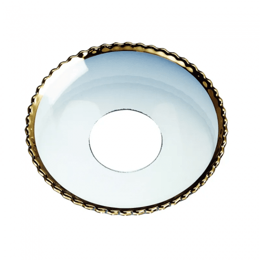 Nybro Ljusmanschett glas klar pärlkant guld 65 mm