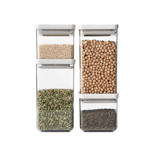 Tasty+ Set Fyrkantig Förvaringsburk 2x0,7 liter+2x1,6 liter, Ljusgrå