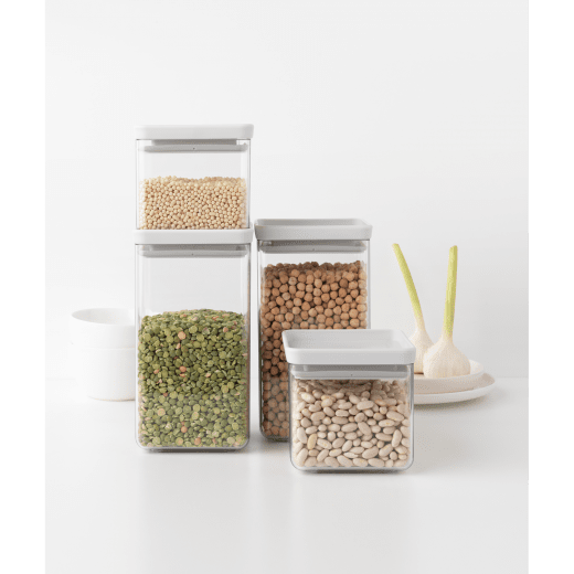 Tasty+ Set Fyrkantig Förvaringsburk 2x0,7 liter+2x1,6 liter, Ljusgrå