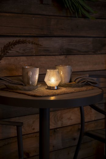 Konstsmide Ljuslykta Led laddbar 10x11 cm, klart glas