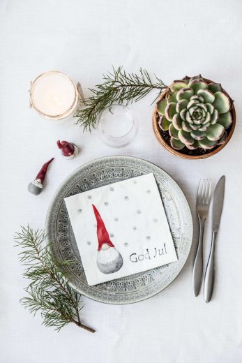 Nääsgränsgården Servetter Dekortomte 1 tomte vit 20 st 33x33cm