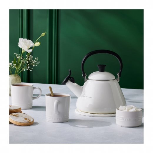 Le Creuset Kone Vattenkittel 1,6 liter med Vissla, White