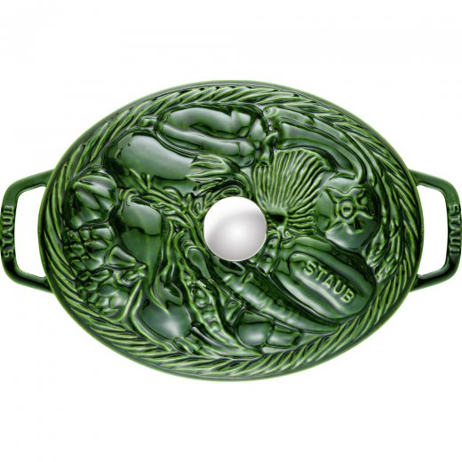 Staub Oval Gjutjärnsgryta 29 cm 4,25L Grön/Grönsak, 3-lage emalj