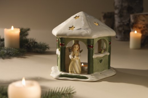 Goebel Miniängel Ljusbäraren beige/röd 8,5 cm