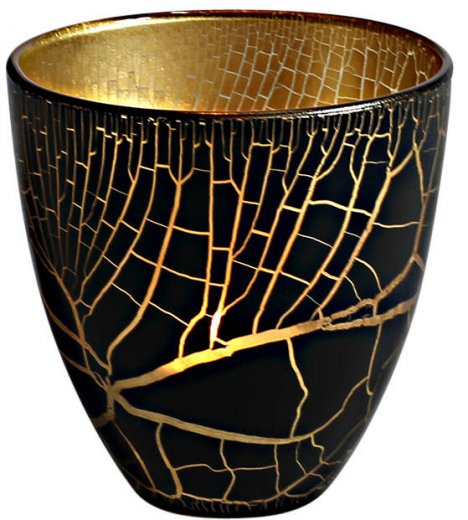 Nybro Croco Ljuslykta 10x10 cm svart/guld