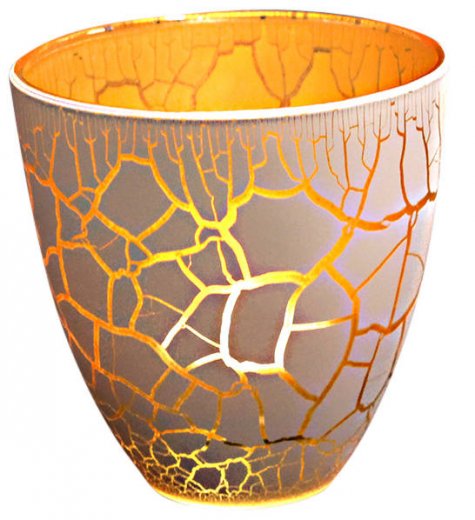 Nybro Croco Ljuslykta 10x10 cm vit/guld