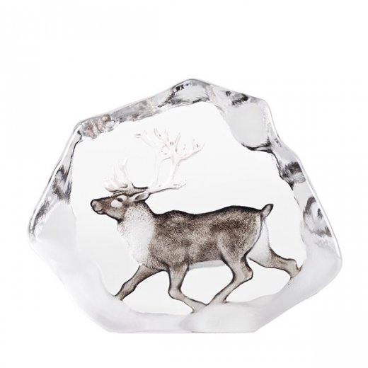 Målerås Glasblock Ren Wildlife, Målad 18,5x15 cm