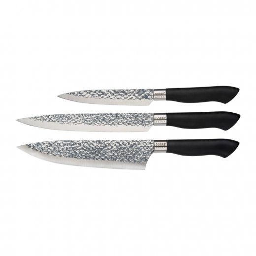 Dorre Akira Knivset 3 delar Kock+Kött+Allkniv, Svart Plasthandtag