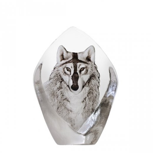 Målerås Glasblock Varg Wildlife, Målad 10x14 cm