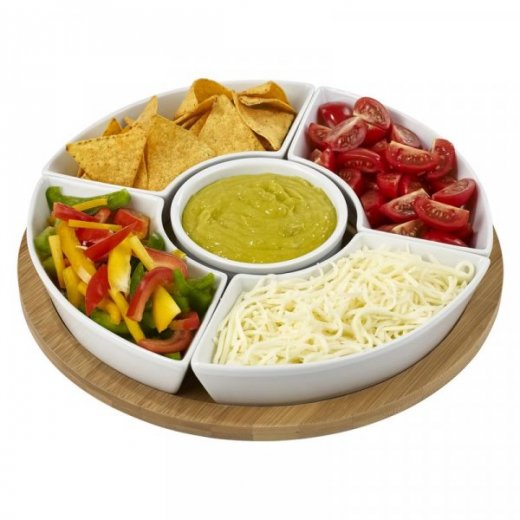 Taco set 6 delar vit porslin på snurrbricka 31cm