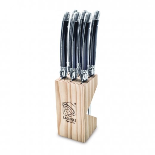 Laguiole Grillknivar 6-pack i ställning, Black