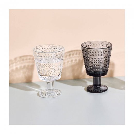 Iittala Kastehelmi dricksglas 26 cl linne på fot 2-pack