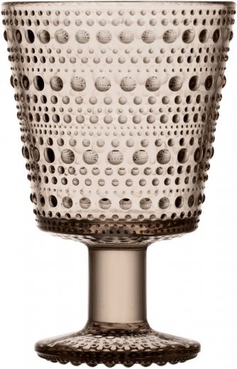 Iittala Kastehelmi dricksglas 26 cl linne på fot 2-pack