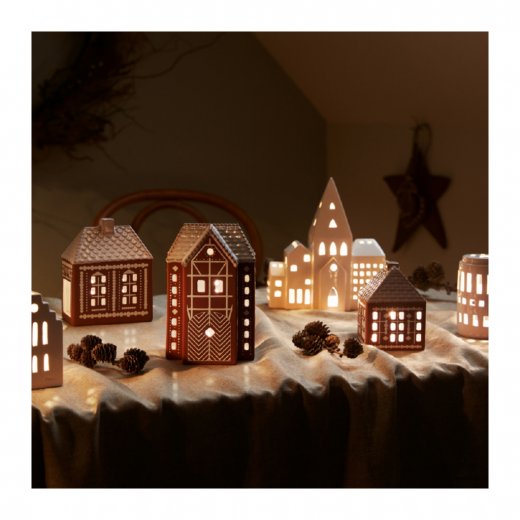 Kähler Gingerbread Ljuslykta Pepparkakshus Liten, Brun