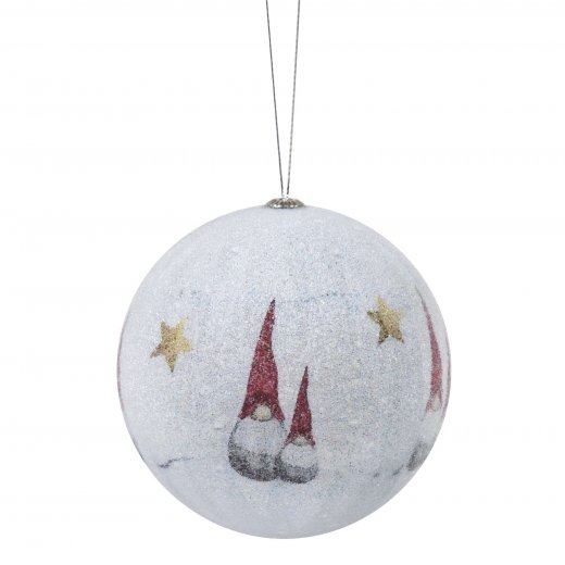 Nääsgränsgården Julgranskula frostat glas med målad tomte 10cm