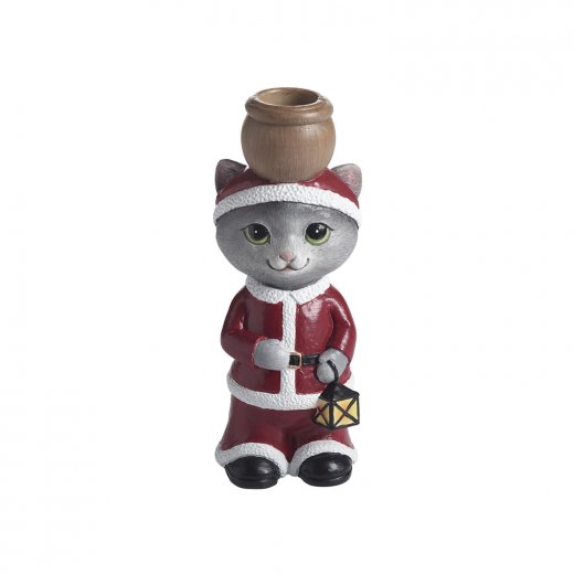 Katt Ljusstake 14,8 cm, Tomte Nääsgränsgården