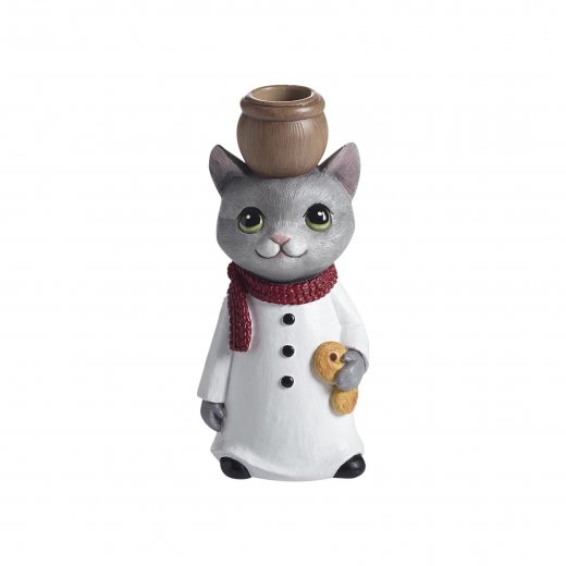 Katt Ljusstake 14,8 cm, Snögubbe Nääsgränsgården