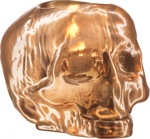 Kosta Boda Still Life Skull Ljuslykta metallic koppar