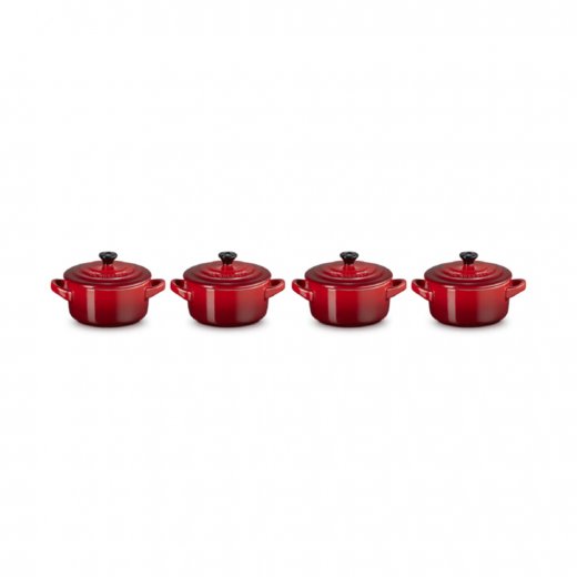Le Creuset Stengodsgryta Mini Rund 10 cm 4-pack, Cerise