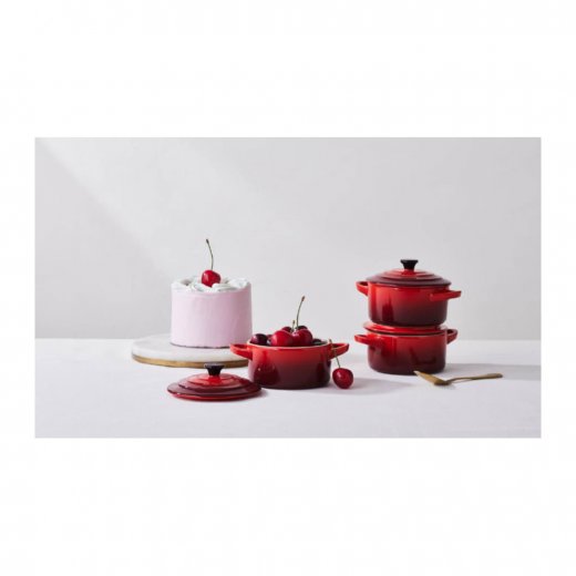 Le Creuset Stengodsgryta Mini Rund 10 cm 4-pack, Cerise