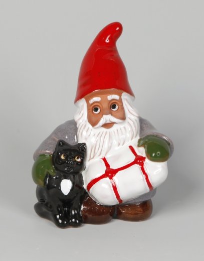 Rolf Berg Minitomte med Katt & Paket 12 cm