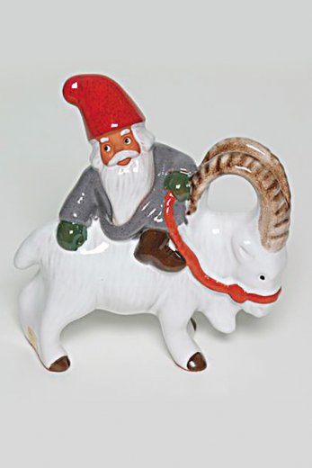 Rolf Berg Tomte sitter på julbock 20cm