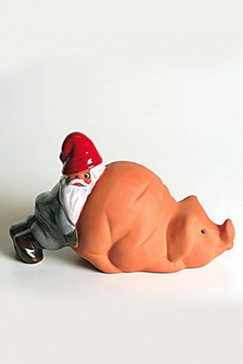 Rolf Berg Tomte knuffar på gris 21 cm