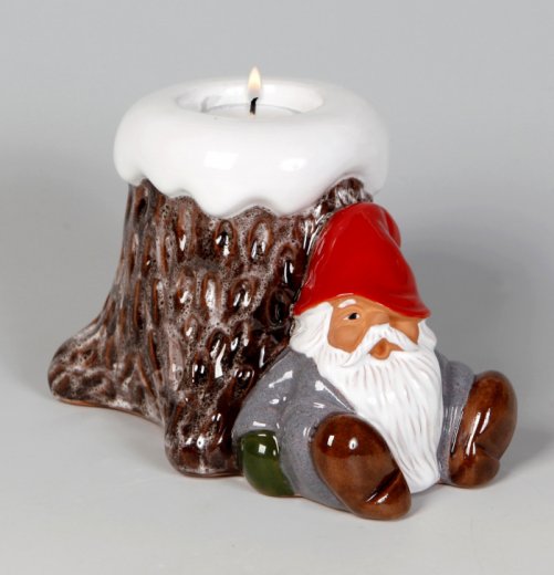 Rolf Berg Tomte vid stubbe ljuslykta 17cm