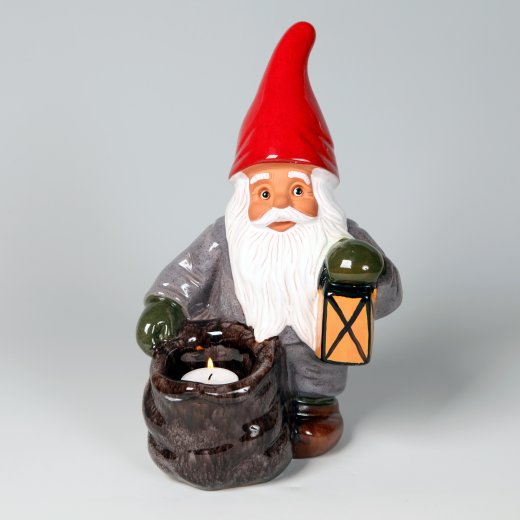 Rolf Berg Tomte med säck lykta för värmeljus 30 cm