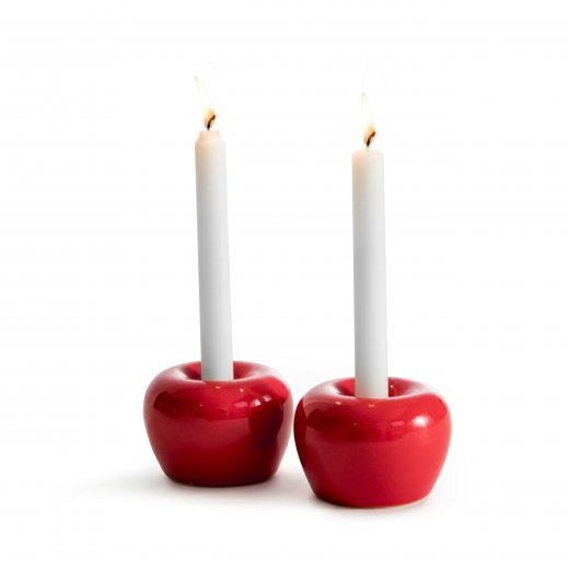 Born in Sweden Äpple Ljusstake liten 2-pack röd