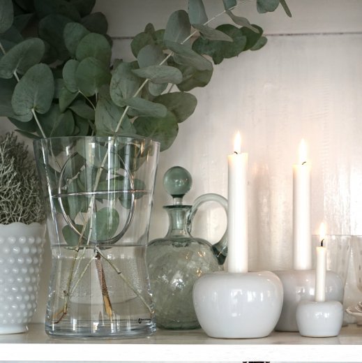 Born in Sweden Äpple Ljusstake liten 2-pack vit