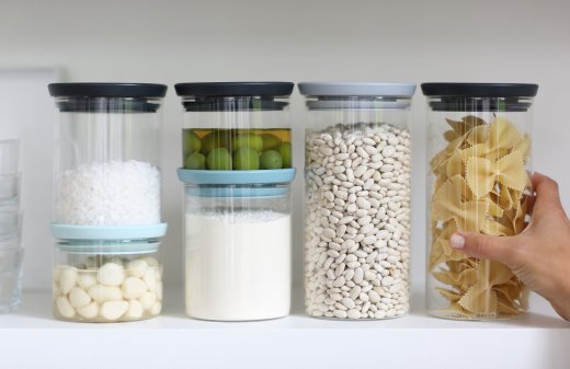 Brabantia Glasburk stapelbar 0.6 liter glas med lock grå