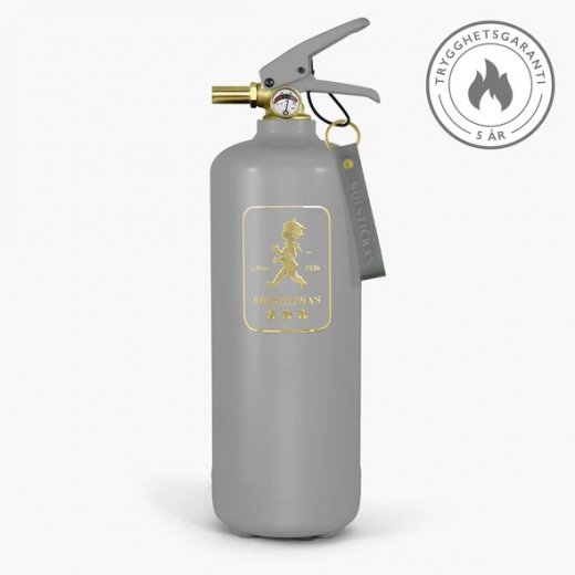 Solstickan Brandsläckare 2 kg, Design Edition Grå med guld emblem