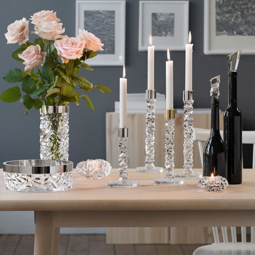 Orrefors Carat Ljusstakar kristall 2-pack med mässingshållare