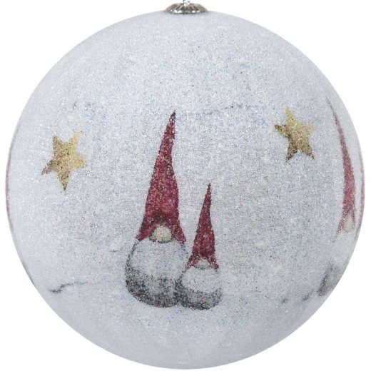 Nääsgränsgården Julgranskula frostat glas med målad tomte 10cm