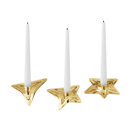 Georg Jensen Cristmas Collection 2021 Julgransljushållare Stjärnor 3-pack, Guld