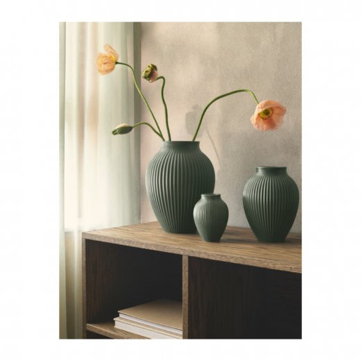 Knabstrup Ripple Vas 27 cm, Matt Celadon Green