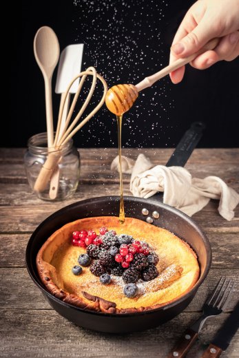 Kockums Jernverk inbränd Stekpanna, kolstål 24 cm