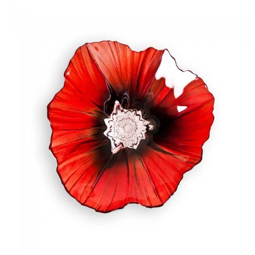 Målerås Glasbruk Poppy Skål medium 19 cm röd/svart