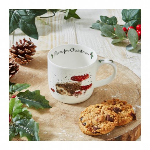 Wrendale Designs Mugg 31 cl, Home For Christmas Hedgehog