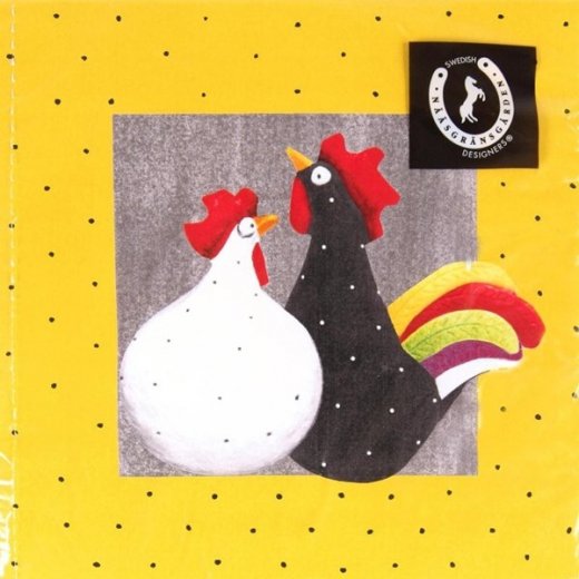 Nääsgränsgården Servetter Höna & Tupp 20 st 33x33cm