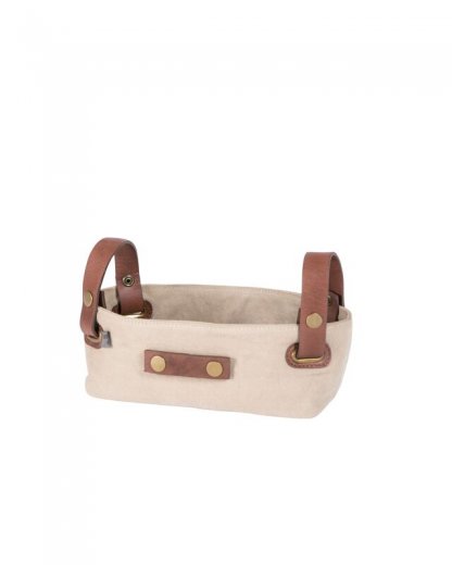 Brödkorg Glendale Kanvas med Läderdetaljer, beige